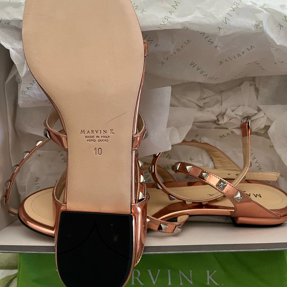 Marvin K - NWT Rose Gold Maggie Adams Studded Women's Sandals - Picture 4 of 5